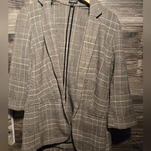 Express Black and White Plaid Blazer